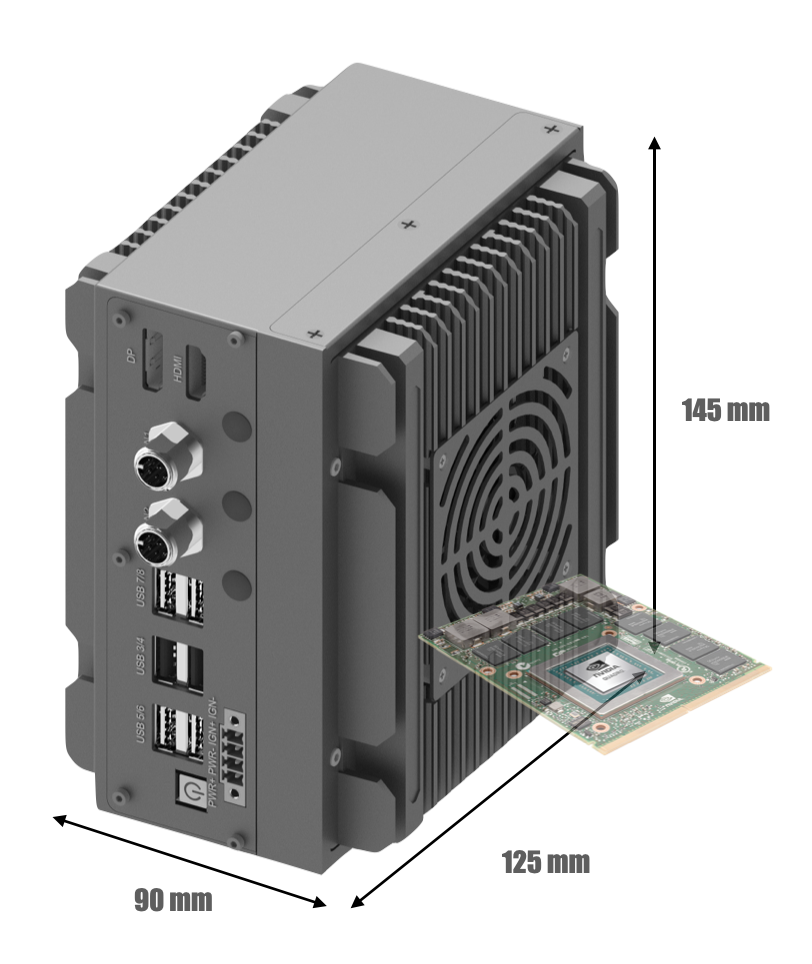RVS-DX1F, ENBIK Palm-sized Wide Temperature MXM GPU Edge AI Computer