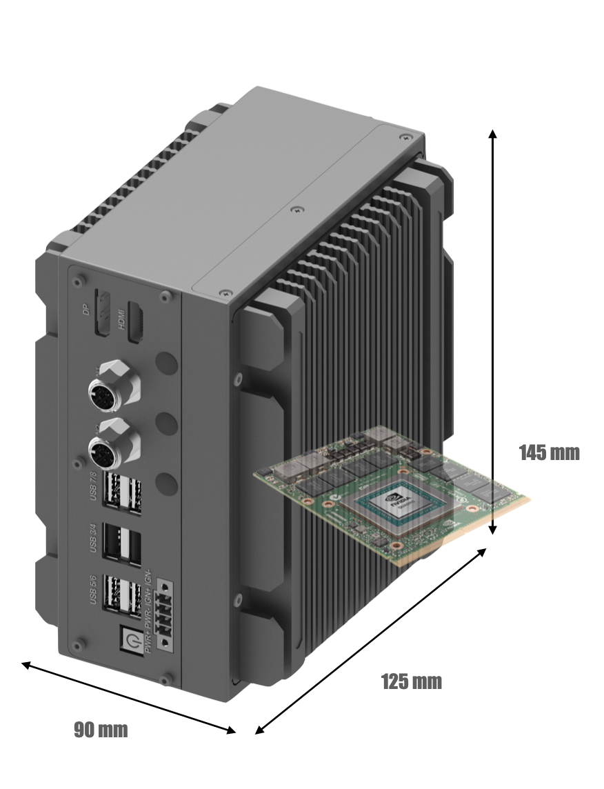 RVS-DX1, ENBIK Palm-sized Fanless MXM GPU Edge AI Computer