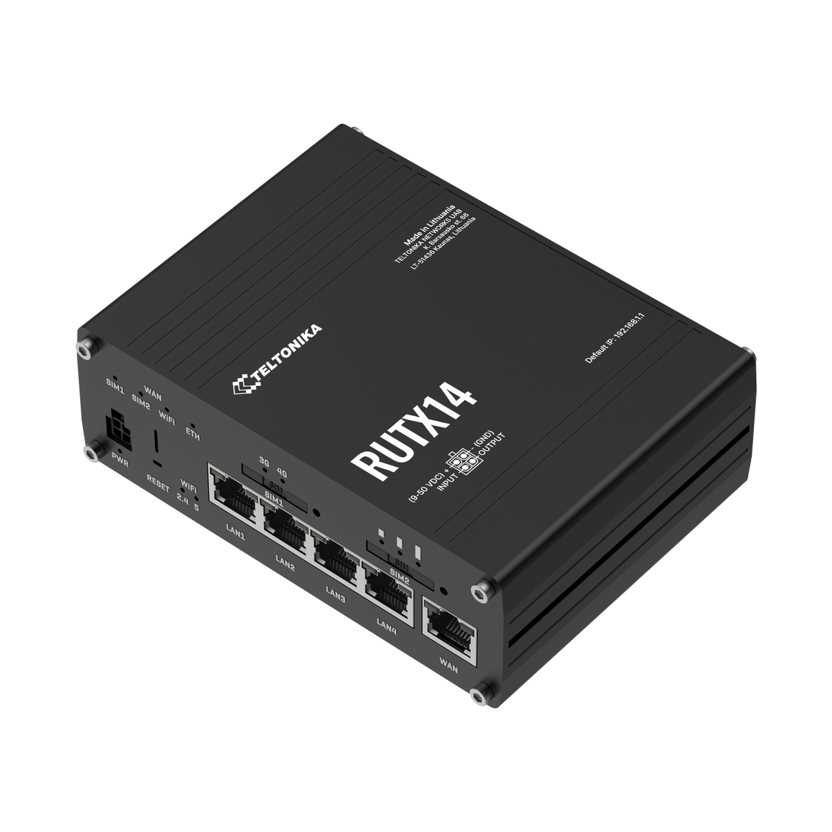 RUTX14 Industrial Dual-4G/LTE Router mit 5x GbE, WiFi & Bluetooth