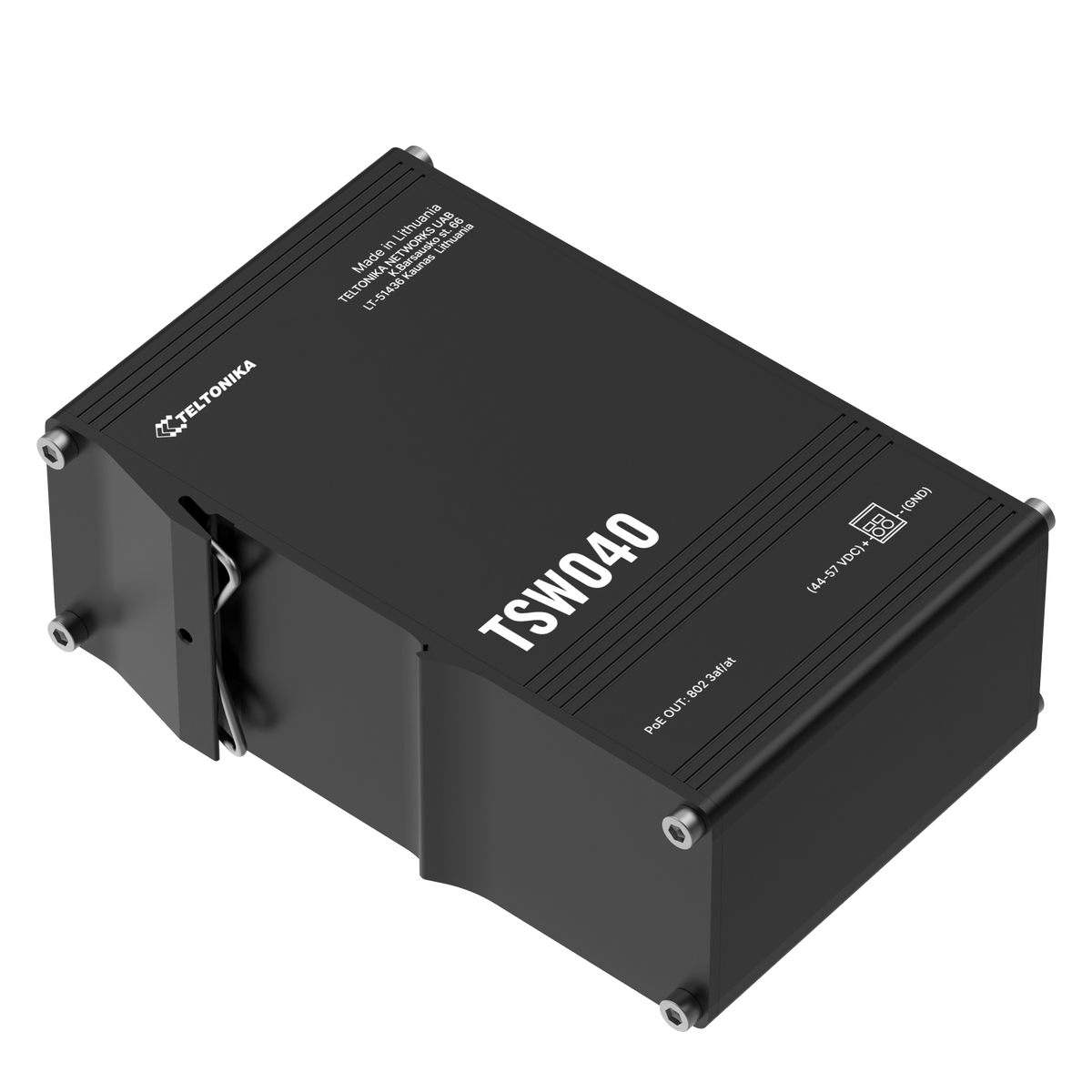 TSW040 Industrial 8-Port 100MBit Unmanaged PoE+ Ethernet Switch (8x RJ45 Ports), Hutschiene