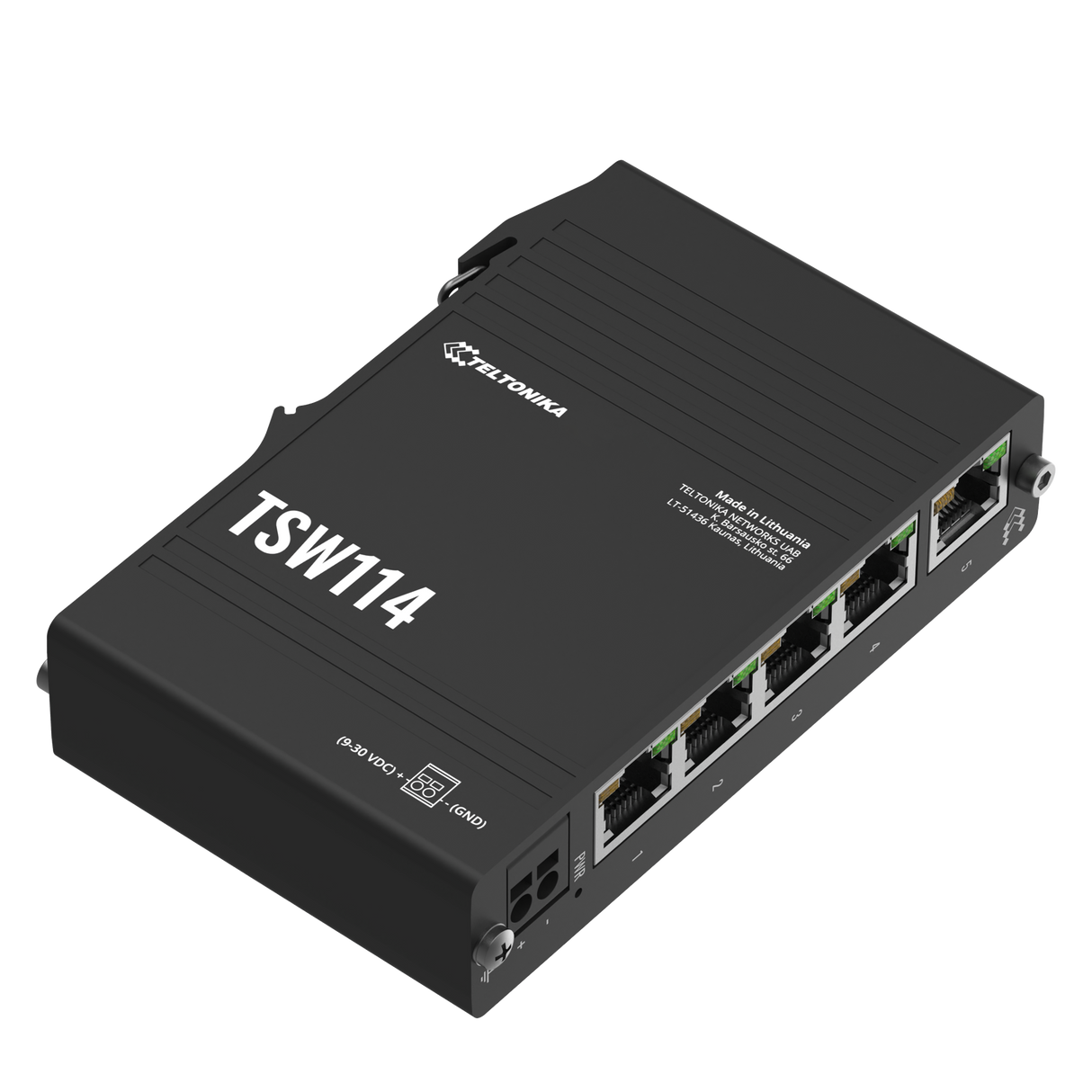 TSW114 Industrial 5-Port Gigabit Unmanaged Ethernet Switch (5x RJ45 Ports), Hutschiene