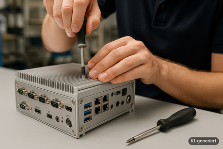 Industrie-PC installieren – Hardware-Installation und Erststart Schritt für Schritt (KI-generiertes Symbolbild)