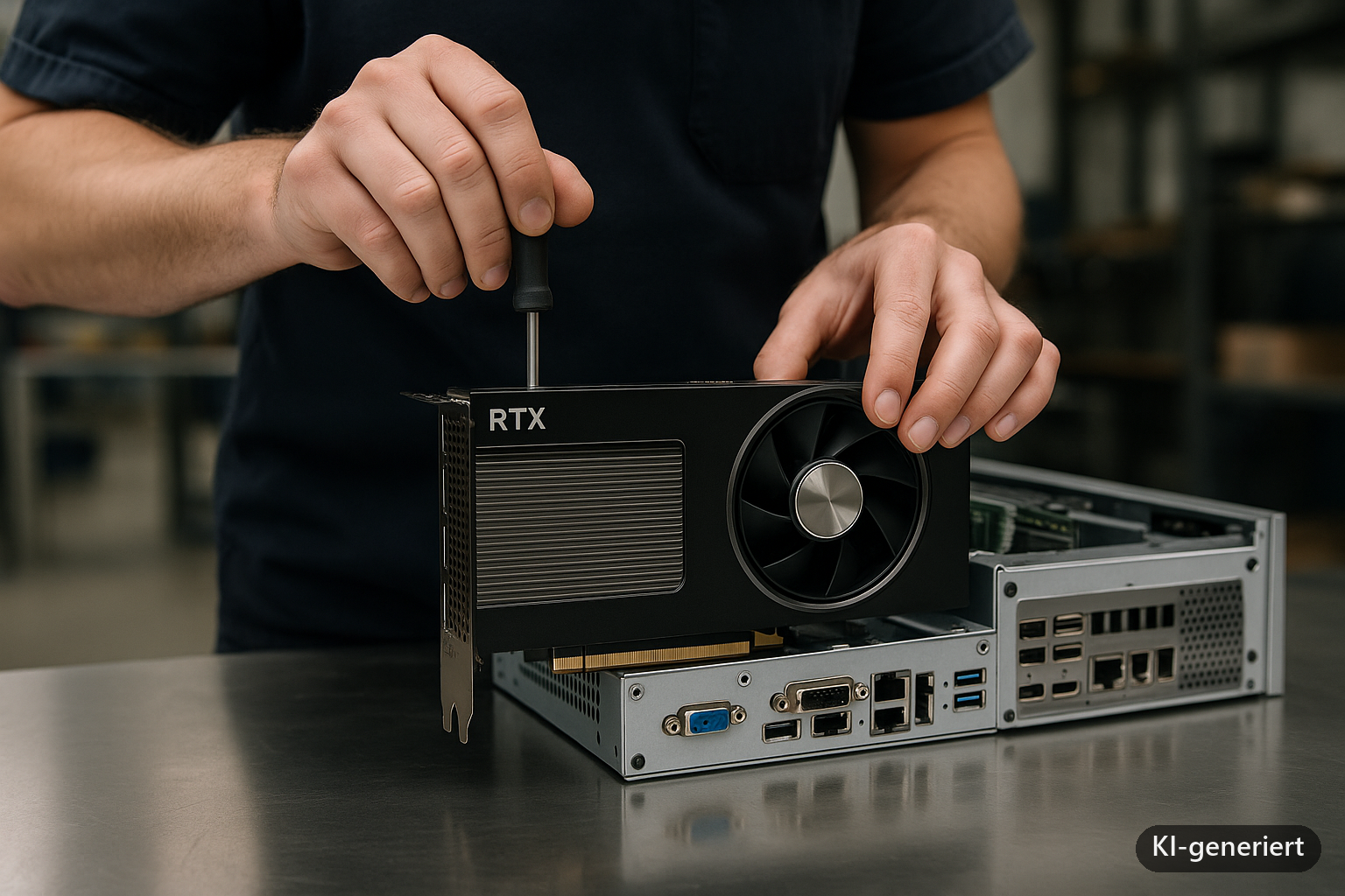 NVIDIA RTX Karte Industrie-PC installieren – Anleitung (KI-generiertes Symbolbild)