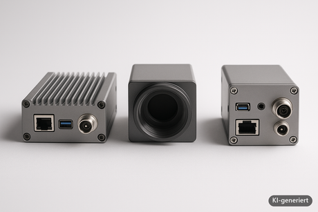 Industriekamera-Schnittstelle wählen – GigE, USB3 oder CoaXPress (KI-generiertes Symbolbild)
