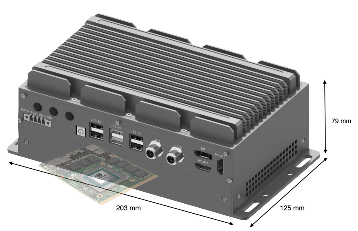 RVP-PX1M, Mini-Slim M12 LAN MXM GPU Wide Temperature Edge AI computer
