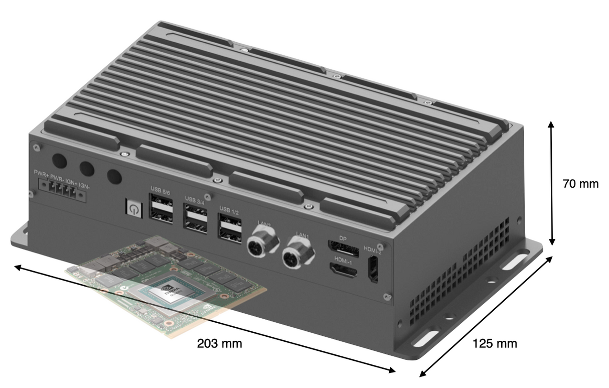 RVP-X1M, Mini-Slim M12 LAN MXM GPU Wide Temperature Edge AI computer