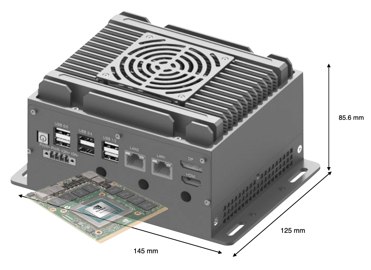 RVS-T1FM , ENBIK Ultra-Mini Palm size MXM GPU Edge AI Computer