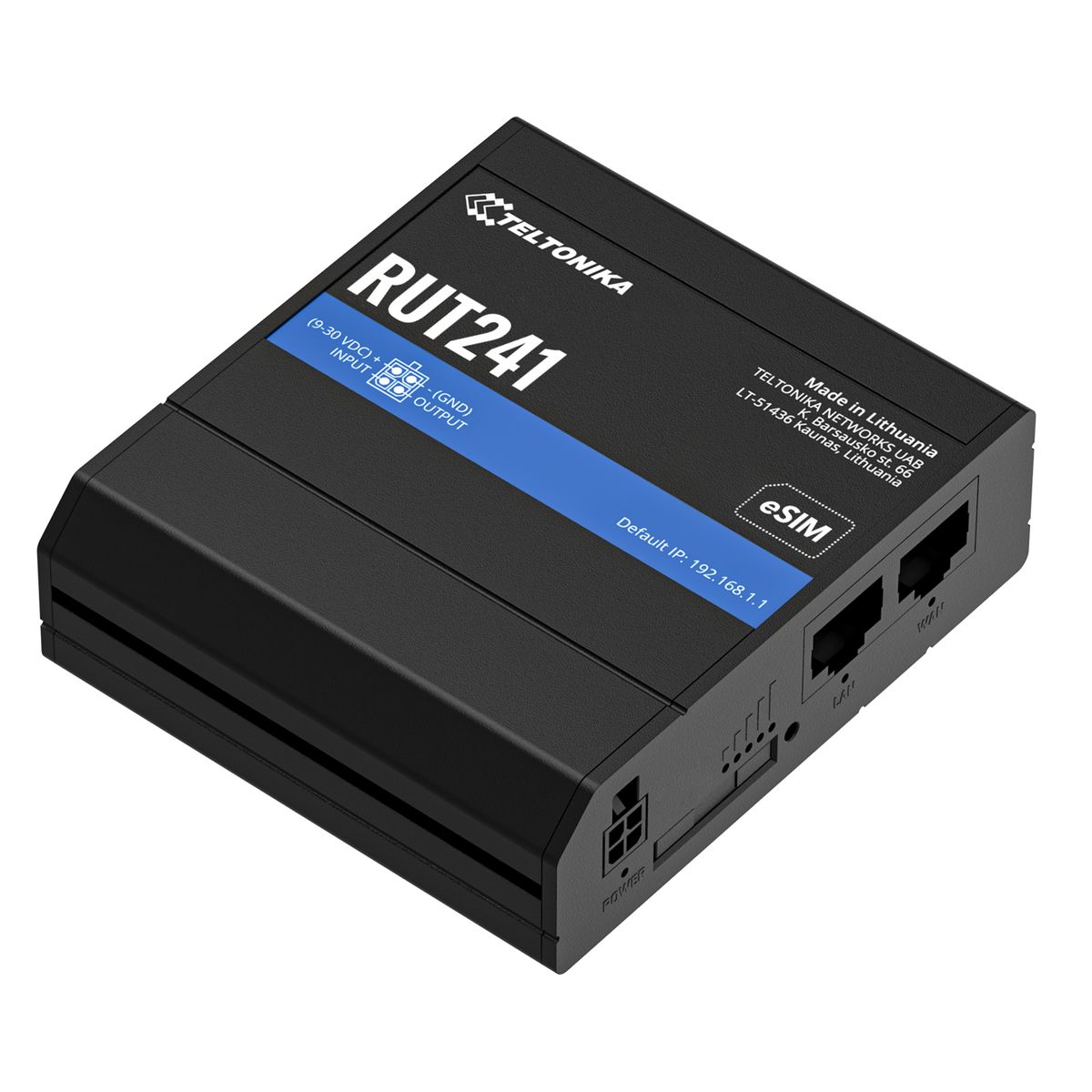 RUT241 ESIM Industrial 4G/LTE Router mit 2x 10/100MBit und WiFi, Global
