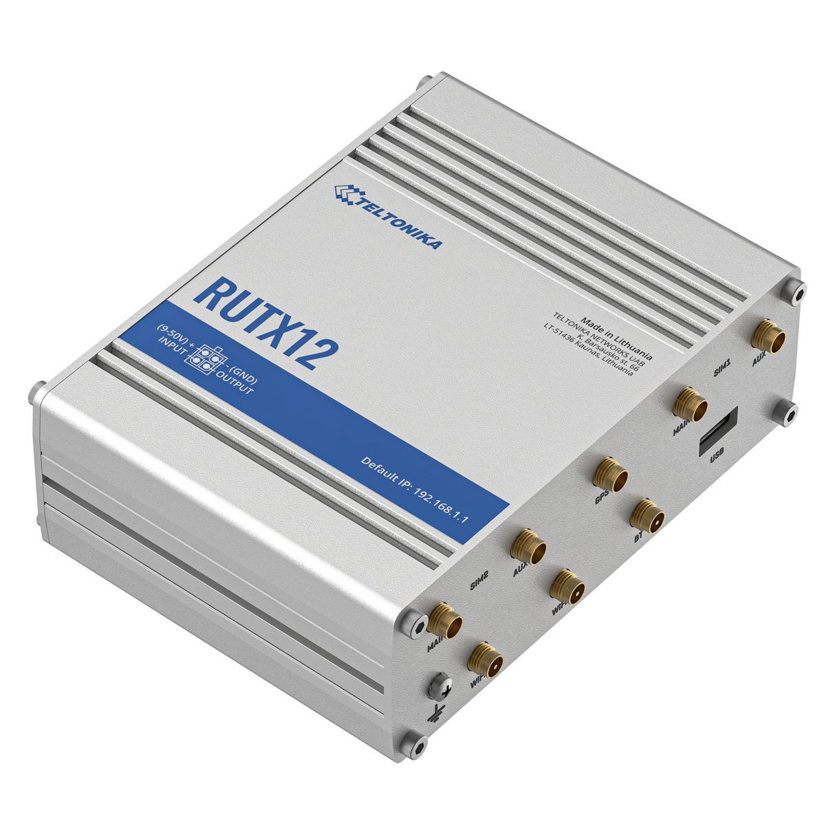 RUTX12 Industrial Dual-4G/LTE Router mit 5x GbE, WiFi & Bluetooth