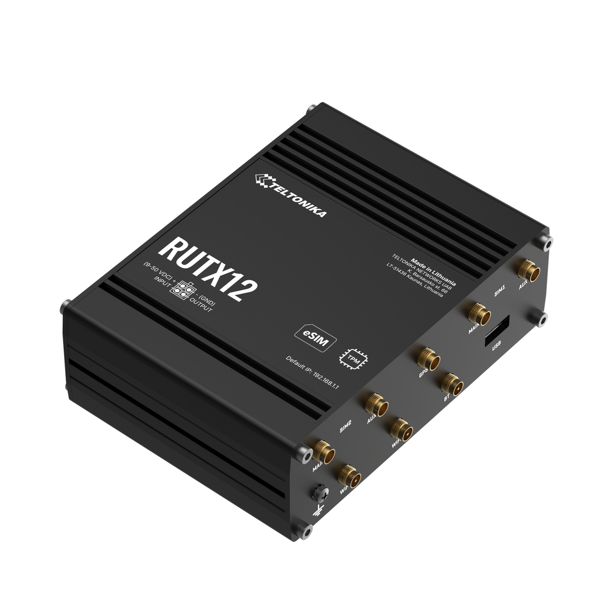 RUTX12 Industrial Dual-4G/LTE Router mit 5x GbE, WiFi & Bluetooth
