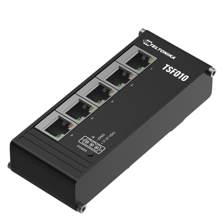 TSF010 Industrial 5-Port 100MBit Unmanaged Ethernet Switch (5x RJ45 Ports), Hutschiene