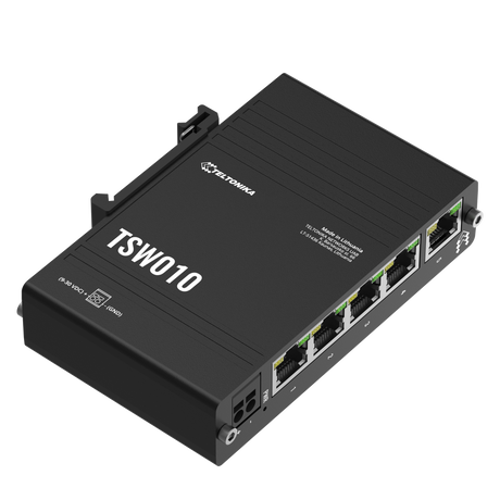 TSW010 Industrial 5-Port 100MBit Unmanaged Ethernet Switch (5x RJ45 Ports), Hutschiene