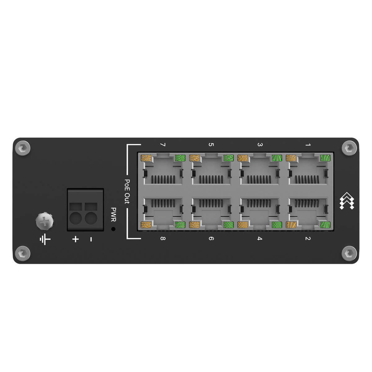 TSW040 Industrial 8-Port 100MBit Unmanaged PoE+ Ethernet Switch (8x RJ45 Ports), Hutschiene