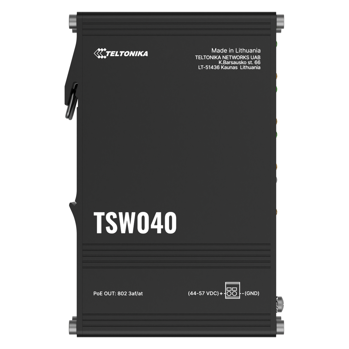 TSW040 Industrial 8-Port 100MBit Unmanaged PoE+ Ethernet Switch (8x RJ45 Ports), Hutschiene