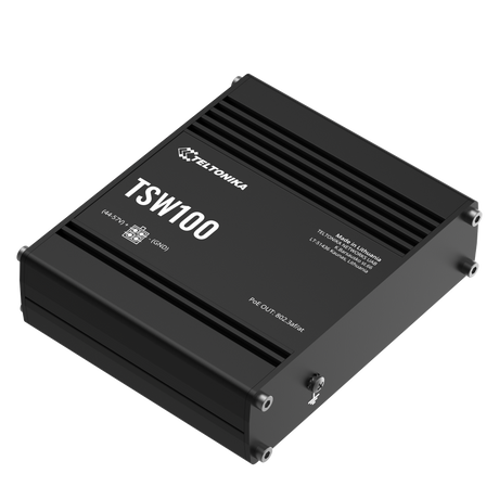 TSW100 Industrial 5-Port Gigabit Unmanaged PoE+ Ethernet Switch (5x RJ45 Ports)