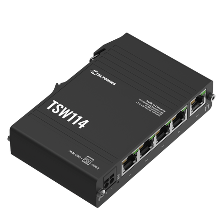 TSW114 Industrial 5-Port Gigabit Unmanaged Ethernet Switch (5x RJ45 Ports), Hutschiene