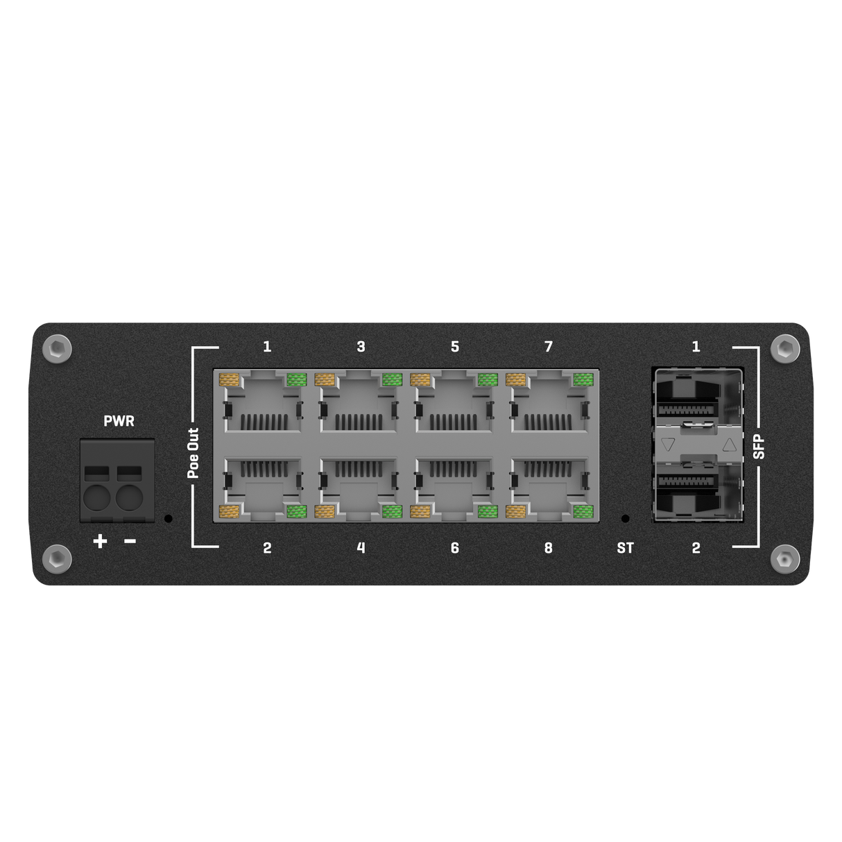 TSW202 10-Port Managed Gigabit PoE+ Ethernet Switch (8x RJ45 Ports, 2x SFP)
