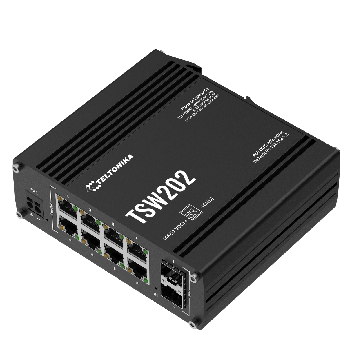 TSW202 10-Port Managed Gigabit PoE+ Ethernet Switch (8x RJ45 Ports, 2x SFP)