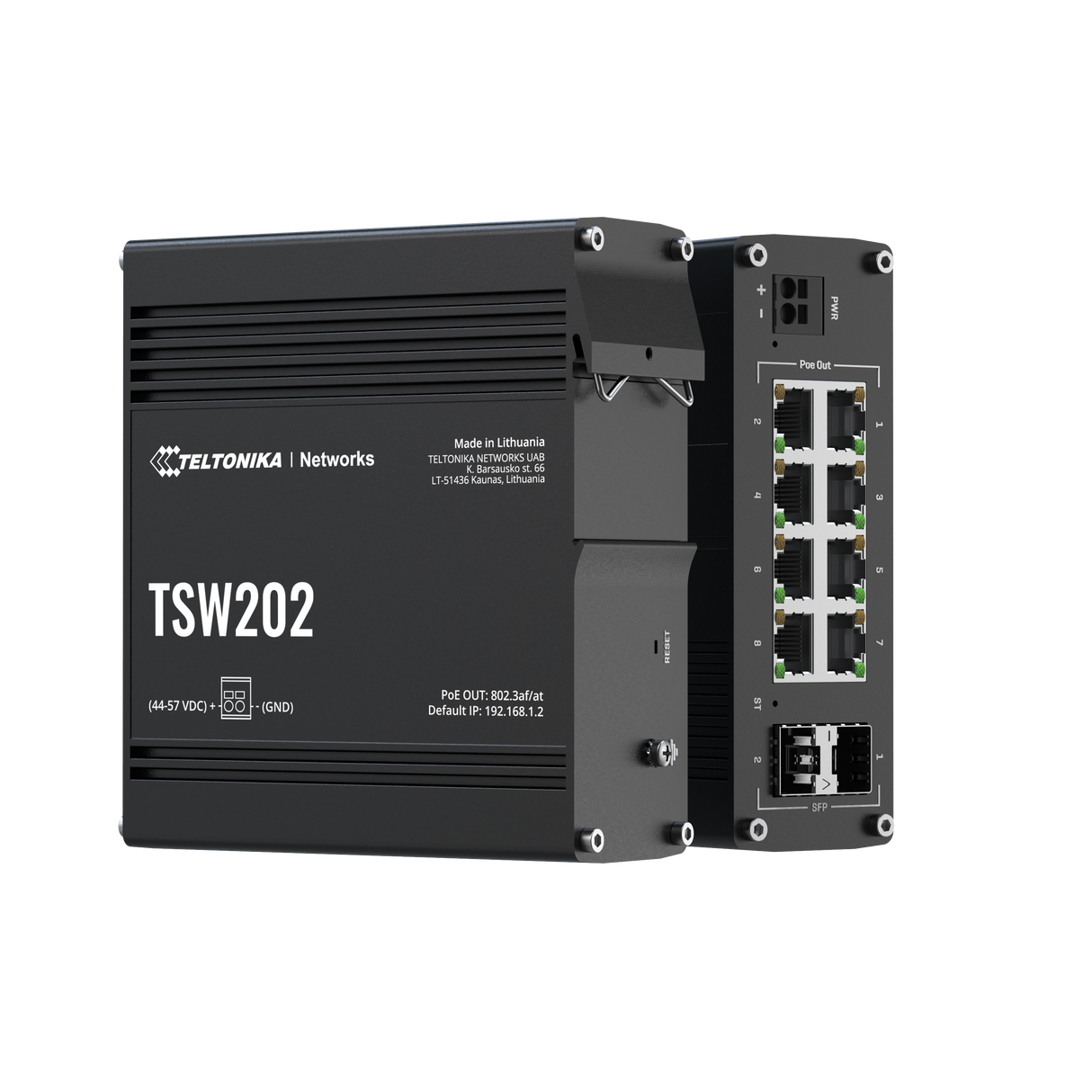 TSW202 10-Port Managed Gigabit PoE+ Ethernet Switch (8x RJ45 Ports, 2x SFP)