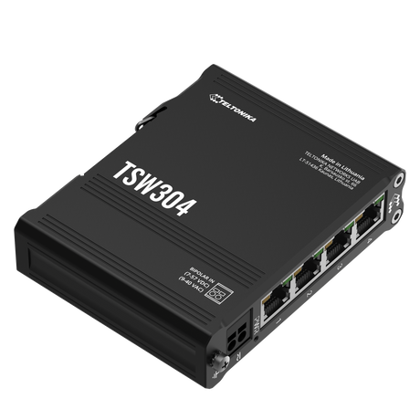 TSW304 Industrial 4-Port Gigabit Unmanaged Ethernet Switch (4x RJ45 Ports,10/100/1000 Mbps)