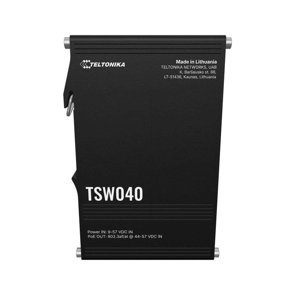 TSW040 Industrial 8-Port 100MBit Unmanaged PoE+ Ethernet Switch (8x RJ45 Ports), Hutschiene